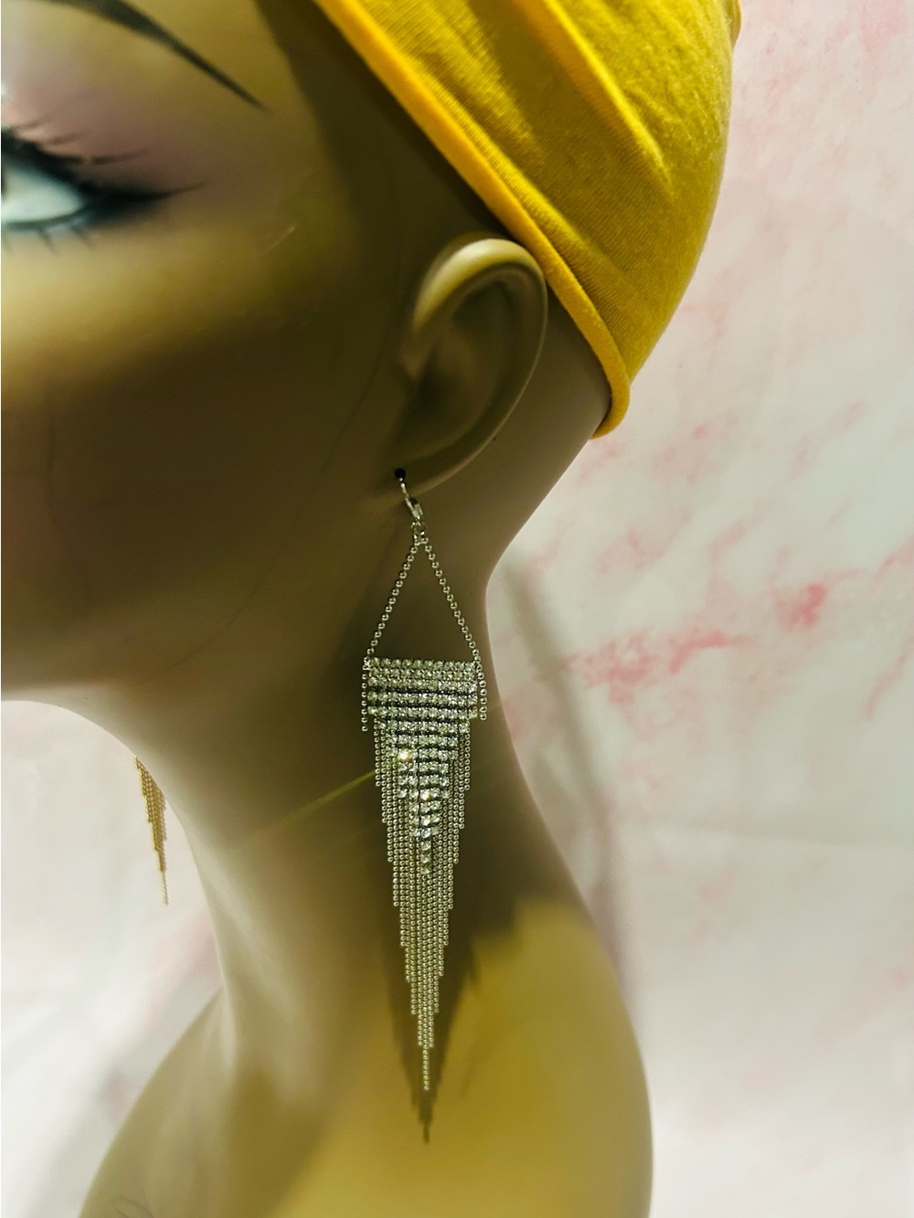 Crystal Fringe Drop Earrings - Silver